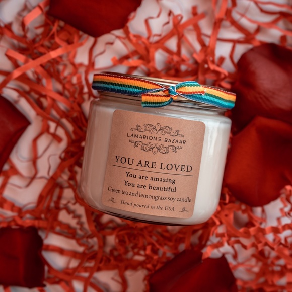 YOU ARE LOVED - Green Tea + Lemongrass Soy Candle - Pride Candle - Pride Gifts - Picture 2 of 7